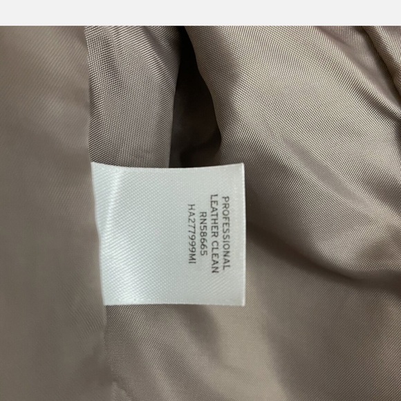 Halogen Leather Crop Jacket -Small Taupe Tan Moto Quilted Knit Stretch Sleeves - Picture 4 of 6